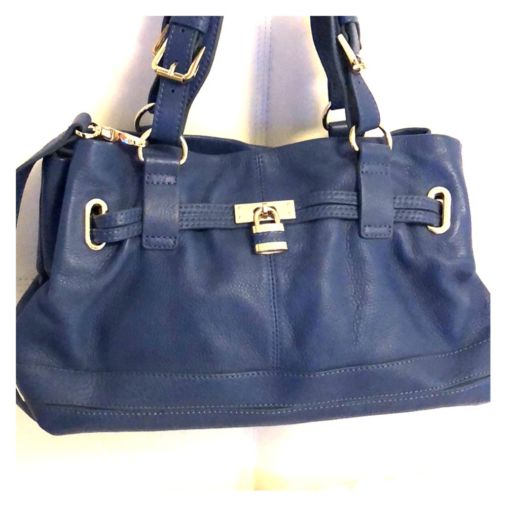 REISS Blue Leather Satchel Shoulder Bag Handbag